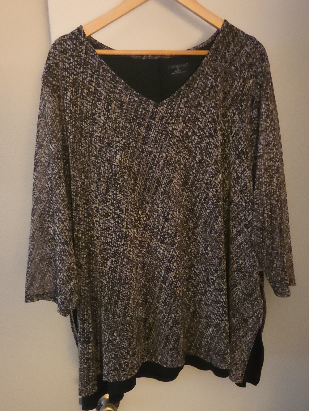 Catherines Black and Gray Speckled V-Neck Tunic